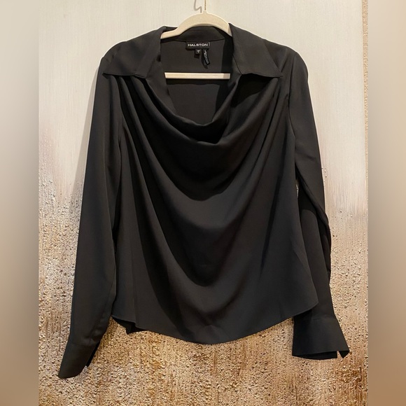 Halston Heritage Tops - NWOT Halston Heritage Women's Long Sleeve Cowl Neck Black Blouse - Large